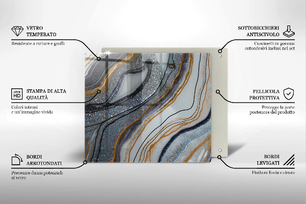 Deska kuchenna skała ze złotem