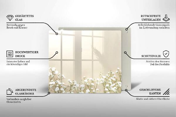 Deska kuchenna Gipsówka boho kwiaty