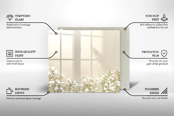 Deska kuchenna Gipsówka boho kwiaty