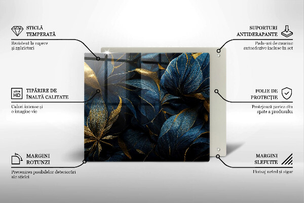 Deska kuchenna Ozdobne liście ze złotem