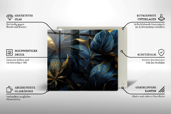 Deska kuchenna Ozdobne liście ze złotem