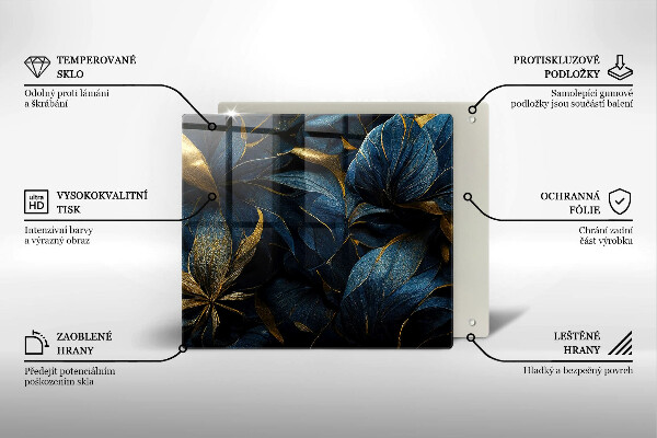 Deska kuchenna Ozdobne liście ze złotem