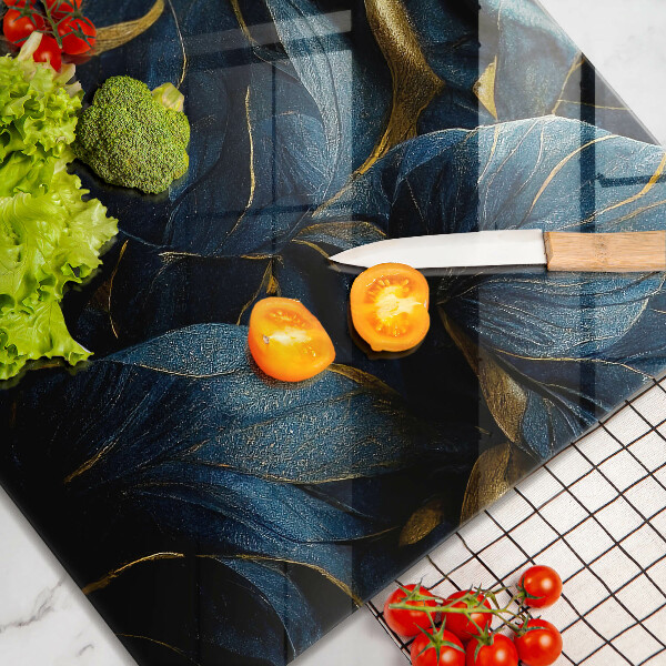 Deska kuchenna Ozdobne liście ze złotem