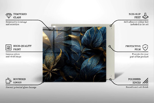 Deska kuchenna Ozdobne liście ze złotem