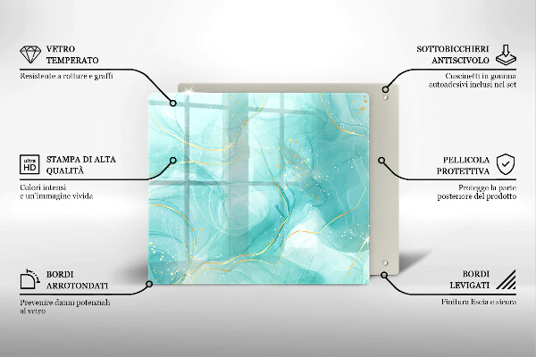Deska kuchenna Błękitno-złota abstrakcja