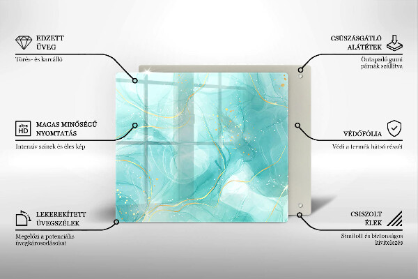 Deska kuchenna Błękitno-złota abstrakcja