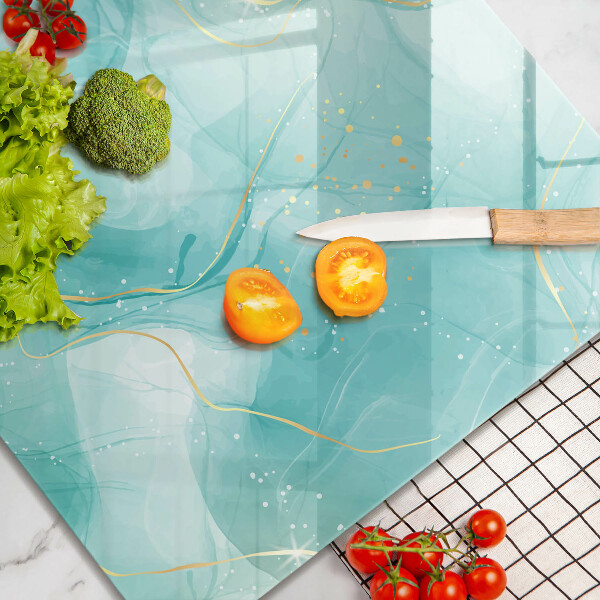 Deska kuchenna Błękitno-złota abstrakcja