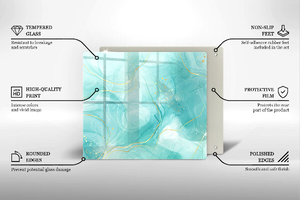 Deska kuchenna Błękitno-złota abstrakcja