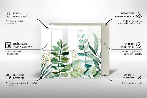 Deska kuchenna Ilustracja liście rośliny