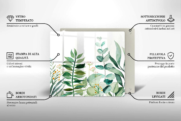 Deska kuchenna Ilustracja liście rośliny