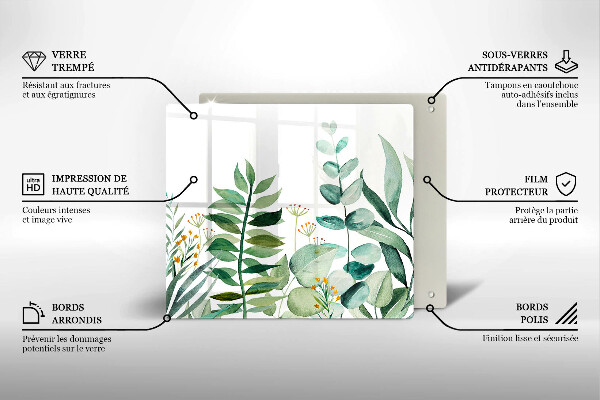 Deska kuchenna Ilustracja liście rośliny