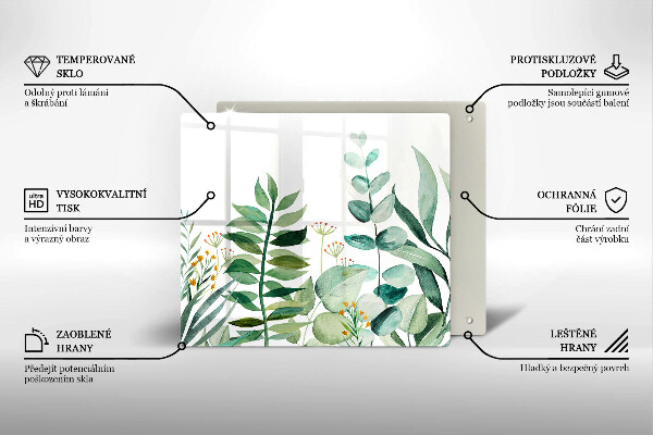 Deska kuchenna Ilustracja liście rośliny