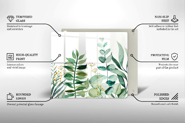 Deska kuchenna Ilustracja liście rośliny