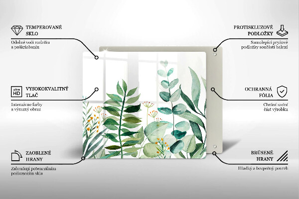 Deska kuchenna Ilustracja liście rośliny