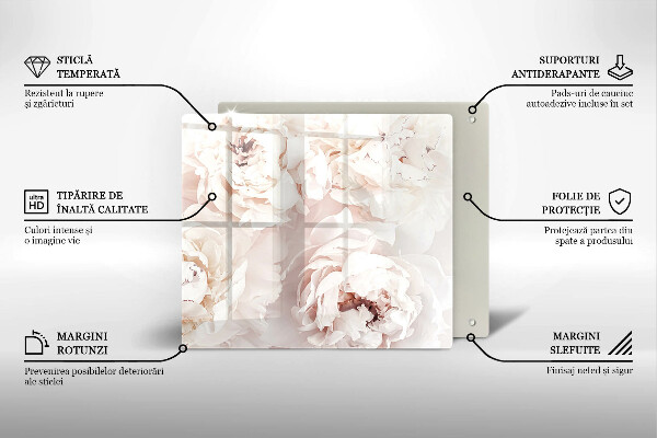 Deska kuchenna Pastelowe piwonie