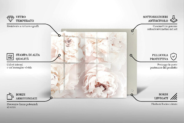 Deska kuchenna Pastelowe piwonie