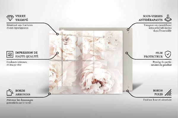 Deska kuchenna Pastelowe piwonie