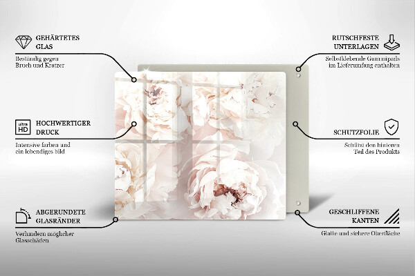 Deska kuchenna Pastelowe piwonie