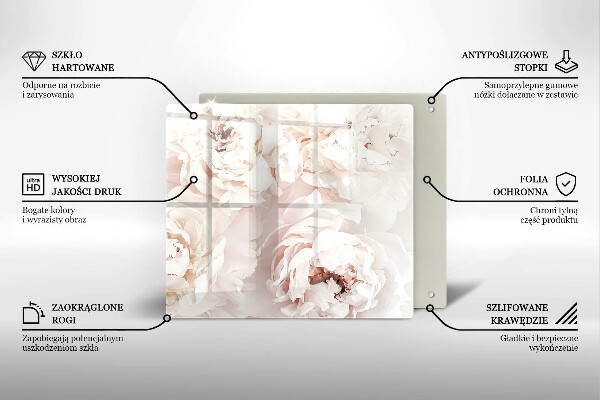 Deska kuchenna Pastelowe piwonie