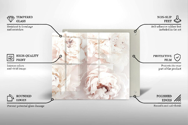 Deska kuchenna Pastelowe piwonie