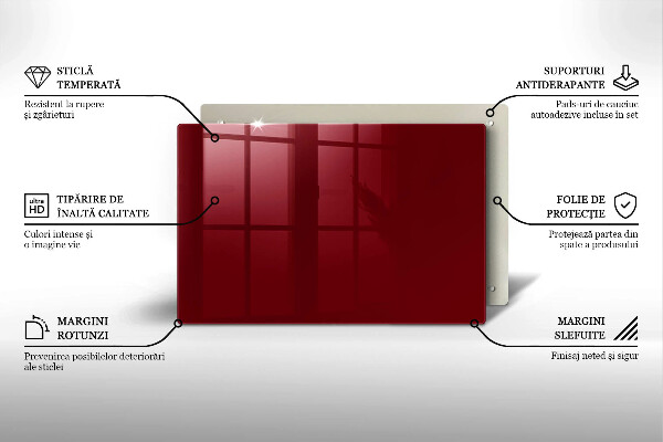 Szklana deska do kuchni Kolor burgundowy