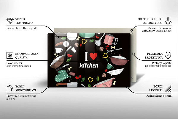 Deska do kuchni Ilustracja I love kitchen