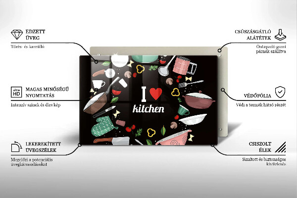 Deska do kuchni Ilustracja I love kitchen