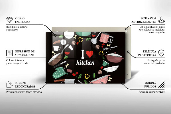 Deska do kuchni Ilustracja I love kitchen