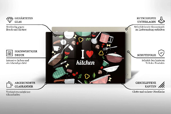 Deska do kuchni Ilustracja I love kitchen