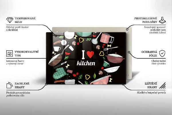 Deska do kuchni Ilustracja I love kitchen