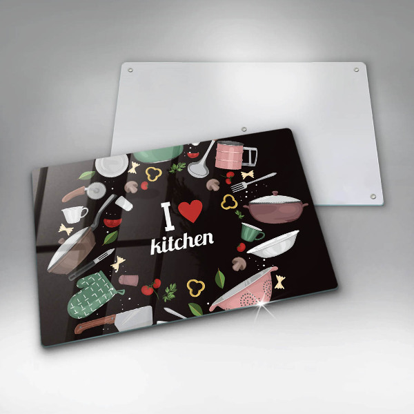 Deska do kuchni Ilustracja I love kitchen