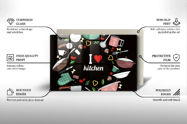 Deska do kuchni Ilustracja I love kitchen