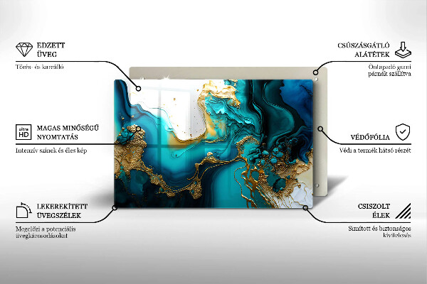 Szklana deska do kuchni Turkusowa abstrakcja