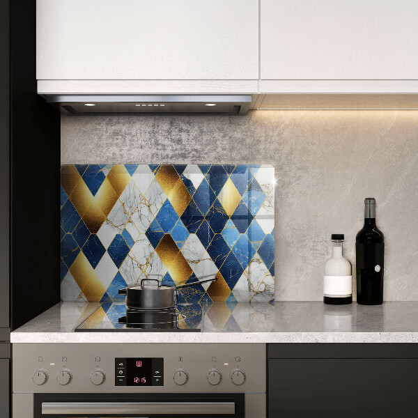 Szklana deska do kuchni Złote romby marmur