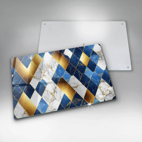 Szklana deska do kuchni Złote romby marmur