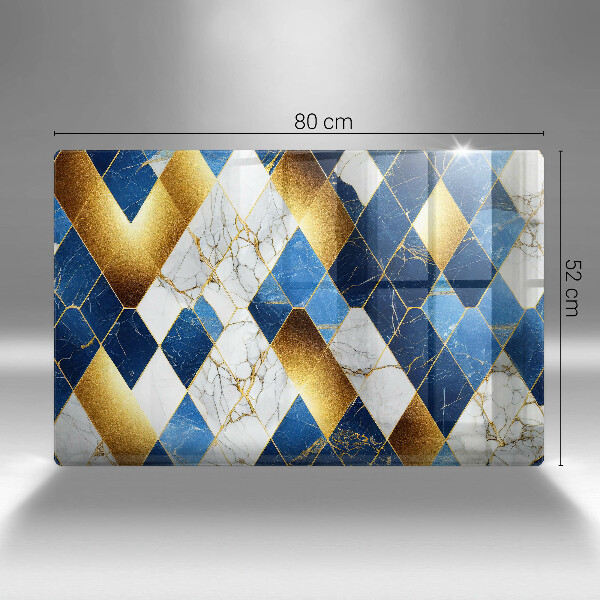 Szklana deska do kuchni Złote romby marmur