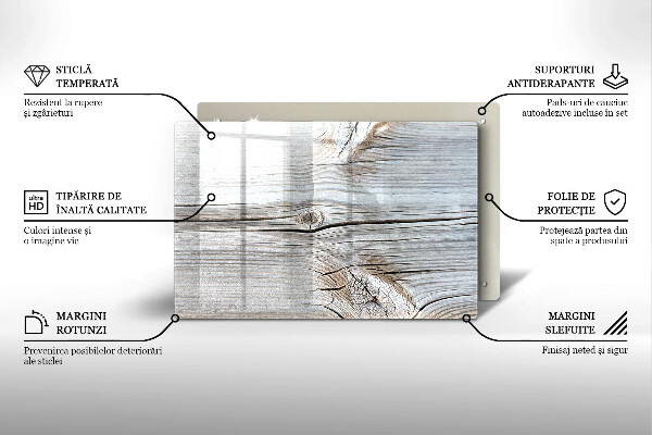 Szklana deska do kuchni Jasna struktura drewna