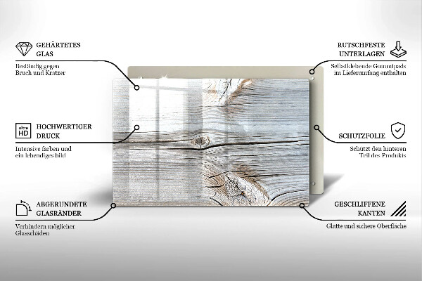 Szklana deska do kuchni Jasna struktura drewna