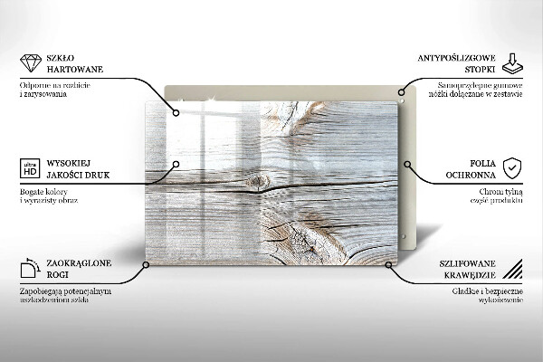 Szklana deska do kuchni Jasna struktura drewna
