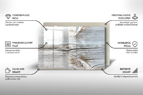 Szklana deska do kuchni Jasna struktura drewna