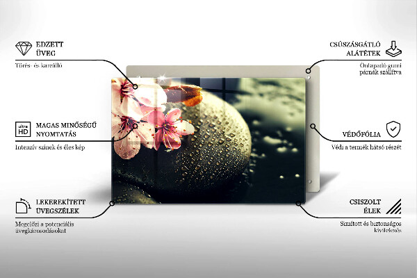 Szklana deska do kuchni Kwiaty kamienie zen