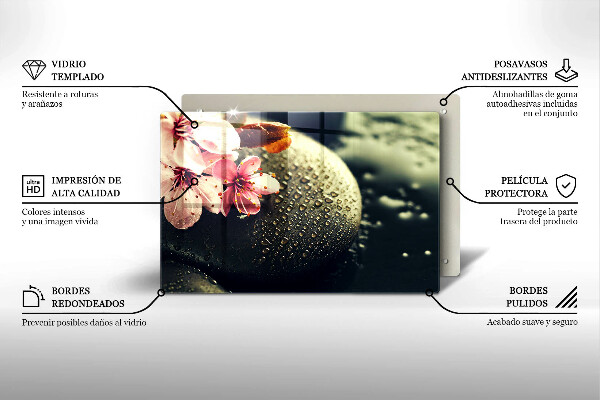 Szklana deska do kuchni Kwiaty kamienie zen