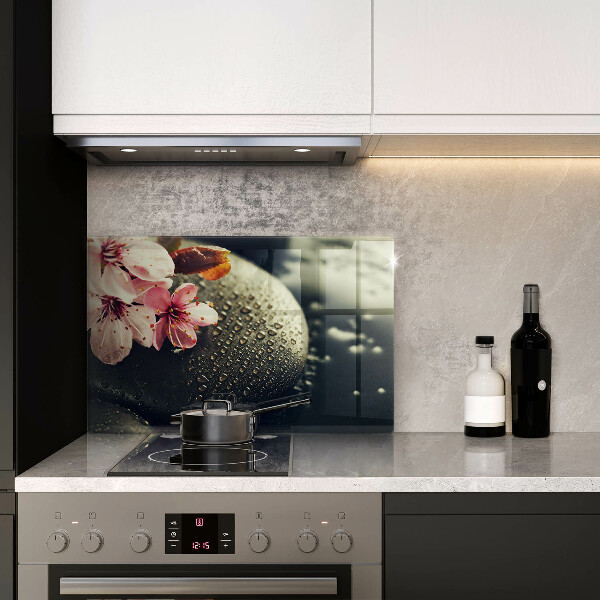 Szklana deska do kuchni Kwiaty kamienie zen