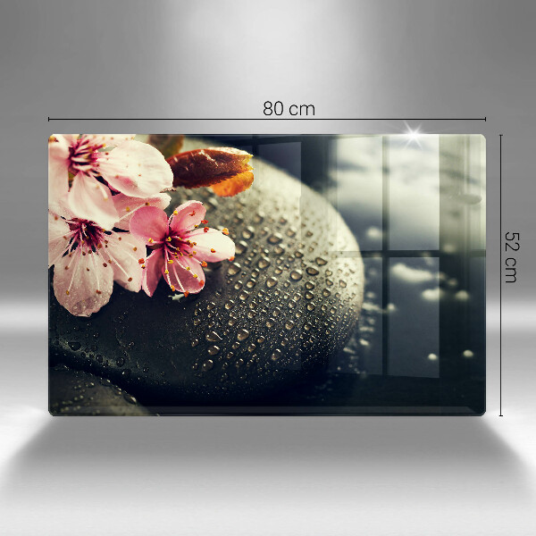 Szklana deska do kuchni Kwiaty kamienie zen