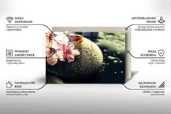 Szklana deska do kuchni Kwiaty kamienie zen