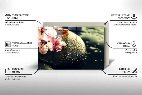 Szklana deska do kuchni Kwiaty kamienie zen