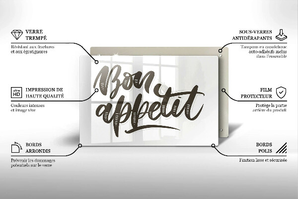 Szklana deska do kuchni Napis Bon Appetit
