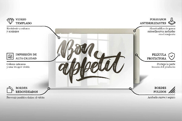 Szklana deska do kuchni Napis Bon Appetit