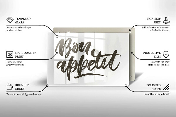 Szklana deska do kuchni Napis Bon Appetit