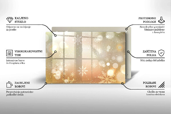 Szklana deska do kuchni Płatki śniegu